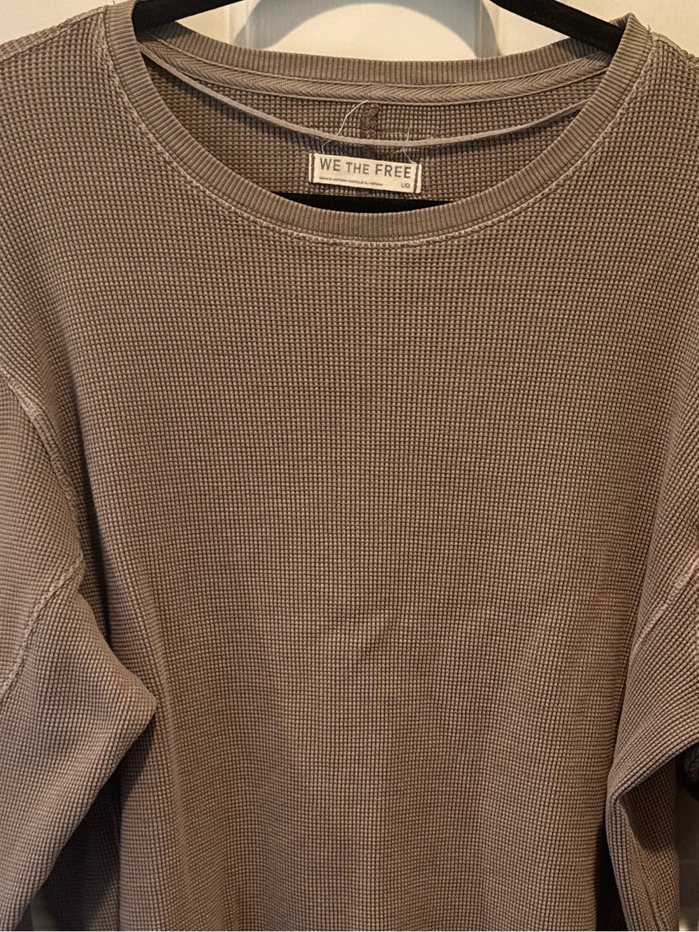 We The Free Womens Taupe Waffle Knit Long-Sleeve Top Size L - Picture 14 of 16